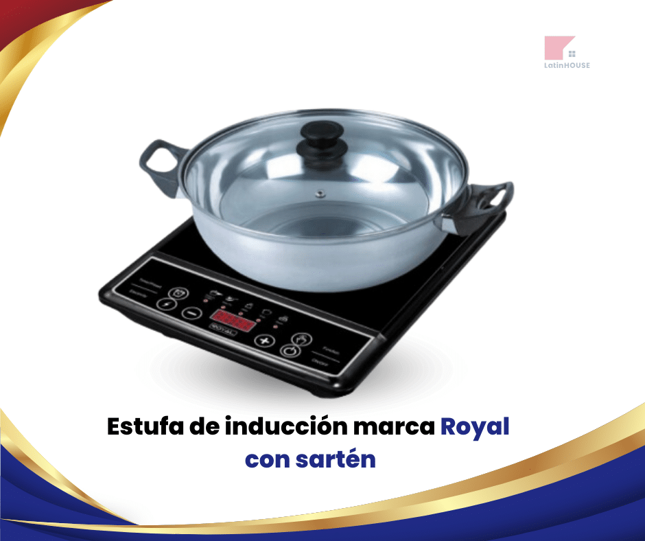 Estufa de inducción marca Royal con sartén  